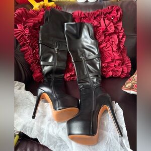 Black Platform Stiletto Boots size 7 new